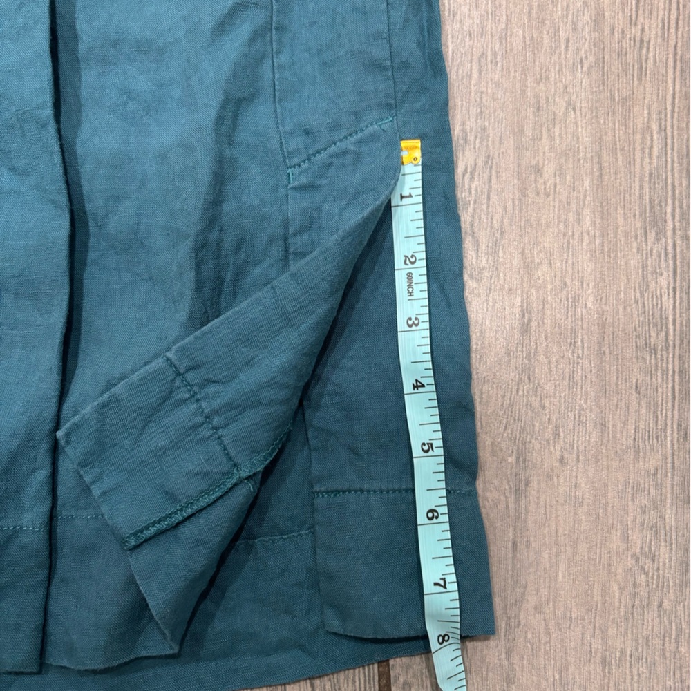 Athleta Playa Linen Borealis Green Wide Leg Crop Pants Size 8 Tall - Picture 8 of 10